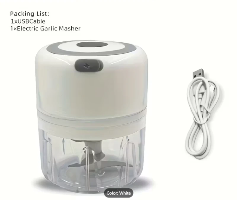 8.45oz RZSYZH USB Rechargeable Electric mini Garlic  Blender with Stainless Steel Blades for Automatic Chopping